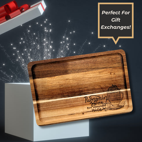 Pumpkin Spice & Everything Nice Wood Serving Tray-Laser Engraved